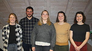Der neu gewählte Vorstand der Trachtenkapelle Todtmoos (von liinks): Jasmin Stoll, Daniel Friedrich, Jenny Geiss, Isabell Schrieder und ...