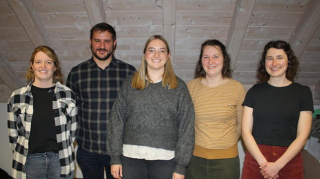 Der neu gewählte Vorstand der Trachtenkapelle Todtmoos (von liinks): Jasmin Stoll, Daniel Friedrich, Jenny Geiss, Isabell Schrieder und ...
