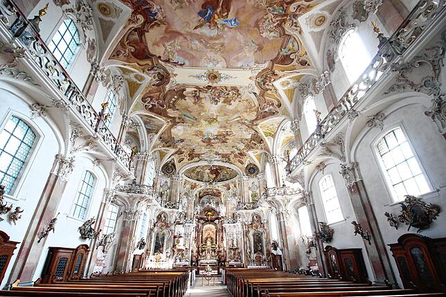 So schön sieht die Wallfahrtskirche Birnau von innen aus.