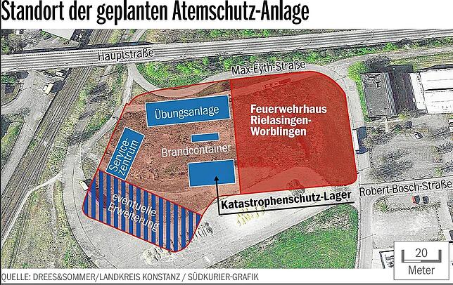 Ein Lageplan veranschaulicht die Ausmaße der künftigen Anlage.