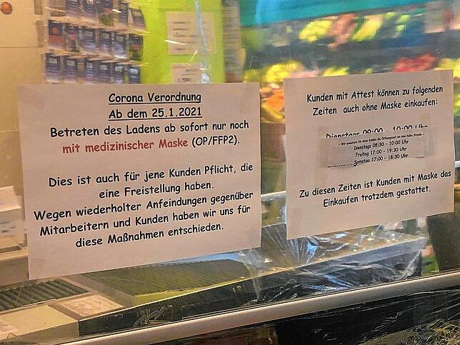 An drei Tagen in der Woche können Kunden, die von der Maskenpflicht befreit sind, ohne Anfeindungen bei Biofritz einkaufen – alle ...