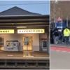 Links: der Bahnhof von Ravensburg, rechts: Bildschirmaufnahmen aus Videos der Gruppenschlägereien am Ravensburger Bahnhof Anfang Februar.