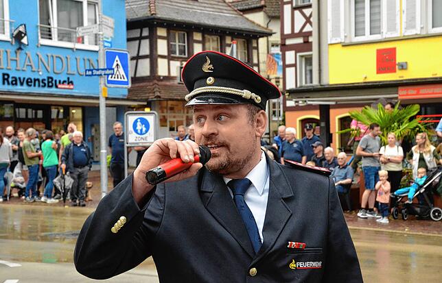Der noch amtierende Kommandant Daniel Kneule bei der Hauptübung im Juni in der Innenstadt. Kneule war knapp zehn Jahre lang Kommandant ...