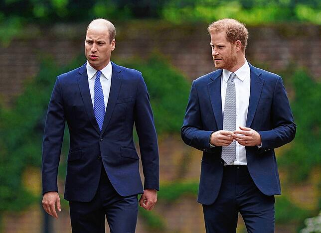 Der britische Prinz William (l), Herzog von Cambridge, und der britische Prinz Harry, Herzog von Sussex