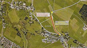 Diese Darstellung zeigt, wo das neue Gewerbegebiet Rütteweidling in Herrischried geplant ist (weiß umrandet).