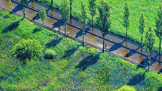 Die Verbindungsstraße von Moos nach Radolfzell war nun wochenlang teils ganz geflutet. Manche Radfahrer haben sich allerdings nicht an ...