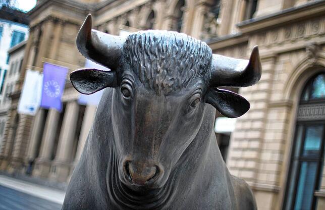 Der Bulle vor der Frankfurter Börse ist das Symbol für steigende Aktienkurse. Abgeleitet ist das von der Schulderlinie des Tieres, die – ...
