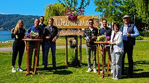 Im Ludwigshafener Uferpark findet vom 29. Mai bis 1. Juni die erste Weinwiese statt. Sie freuen sich darauf (von links): Muriel Wucher ...