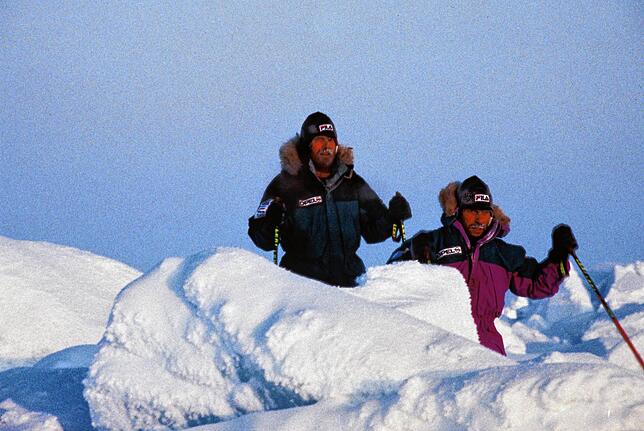 Am Nordpol: Hubert und Reinhold Messner.