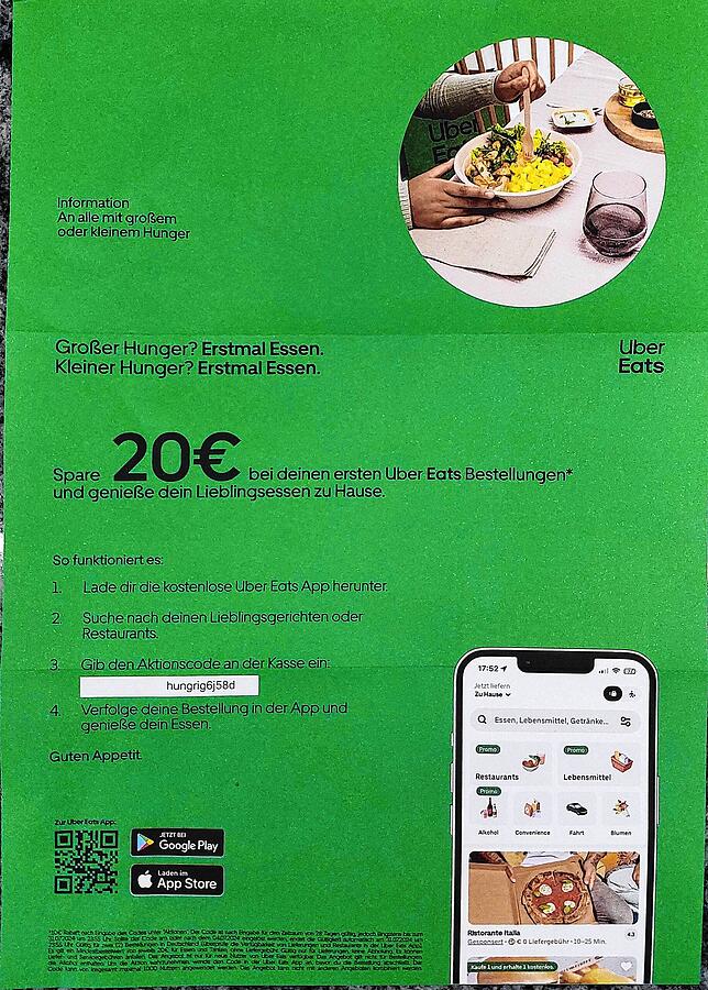 Solche Briefe füllen derzeit die Briefkästen in der Stadt Konstanz. Mit dieser großangelegten Kampagne möchte Uber Eats die ...