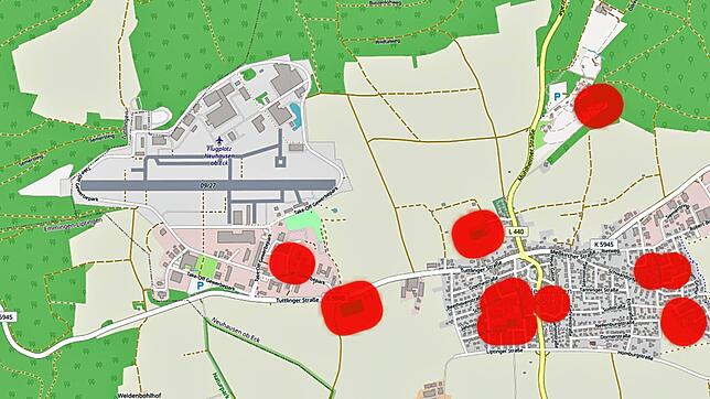 Laut der inoffiziellen „Bubatzkarte“ ist der Flugplatz in Neuhausen ob Eck keine rote Verbotszone für den Konsum von Cannabis.