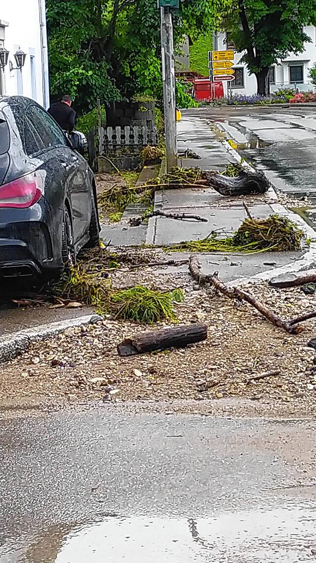 Schlamm und Geäst blieb zurück nach der Überschwemmung.