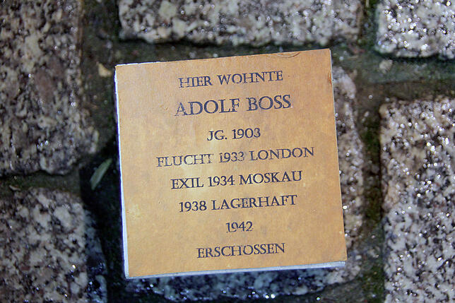 Symbolischer Stolperstein für Adolf Boss
