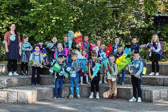 Die Klasse 1 a der Südstadtschule in Villingen mit Klassenlehrerin Lucia Barbieri.
