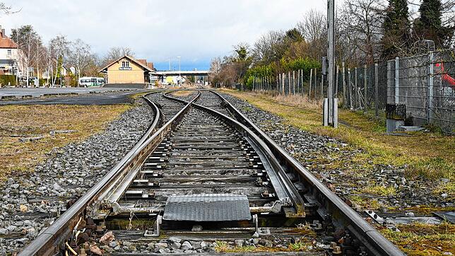 An einer Weiche &ndash; hier im Bahnhof Rielasingen-Arlen &ndash; verzweigt sich eine Bahnstrecke. Ob Personenzüge auf der Etzwiler Bahn ...