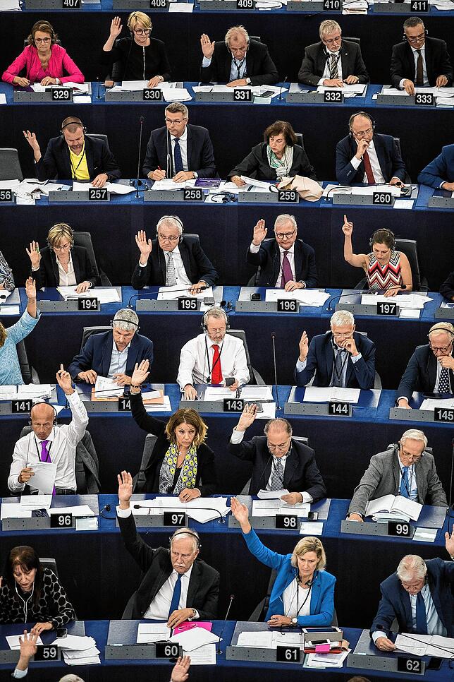 Mitglieder des Europäischen Parlaments nehmen an einer Abstimmung teil.