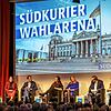SÜDKURIER-Wahlarena zur Bundestagswahl im Milchwerk in Radolfzell (von links): Jörg-Peter Rau, Mitglied der SÜDKURIER-Chefredaktion, die ...