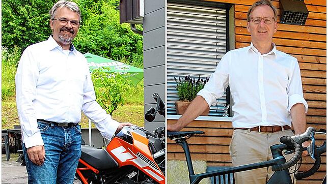 Sie wollen OB von Waldshut-Tiengen werden: Die Kandidaten Martin Gruner (links) und Amtsinhaber Philipp Frank. Sie beantworten im ...