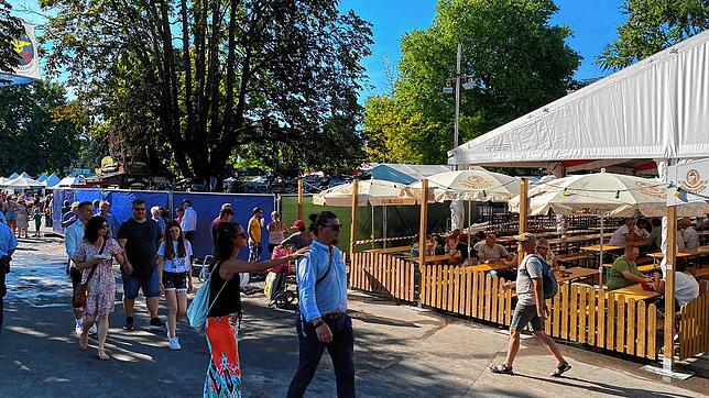 Gegen 17.30 Uhr ist die Uferpromenade wieder geöffnet, die abgebrannte Grillhütte hinter einem Sichtschutzzaun versteckt.