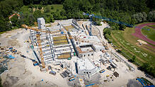 Bild : Am Freitag ist Richtfest am Schwaketenbad, unsere Luftaufnahmen zeigen Ihnen den fertigen Rohbau der Baustelle