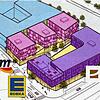 So sah die bisherige Planung für das alte Tonhallenareal in Villingen aus. Die Planung für einen Neubau des Amtsgericht (hellblau im ...