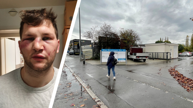Hier in der Unisto-Einfahrt an der Max-Stromeyer-Straße schlugen und traten die drei Täter in der Nacht zum Sonntag erst auf einen Mann ...