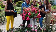 Erich Boll gibt den Gästen gerne Auskunft und teilt sein breites Wissen rund um die Rosen. Diese Damen freuten sich, dass Erich Boll all ...
