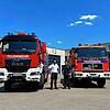 Kreisbrandmeister Alexander Amann (links) und Felix Engesser, Kommandant der Feuerwehr Friedrichshafen und ab 1. April neuer erster ...