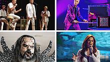 Sie sind 2024 alle in der Region zu erleben: Die Paldauer (von links oben), Comedian Michael Mittermeier, die Monster-Heavy-Metaller von ...