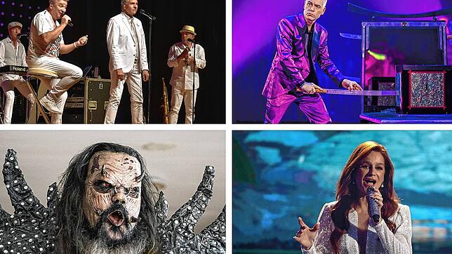 Sie sind 2024 alle in der Region zu erleben: Die Paldauer (von links oben), Comedian Michael Mittermeier, die Monster-Heavy-Metaller von ...