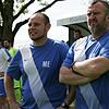 Optimistisch: Trainer Markus Eggert (links) und sein Assistent Hans-Peter Walther freuen sich auf die Bezirksliga. Bild: Michael Neubert