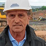 Gesundheits- und Sozialminister Manfred Lucha bei der Grundsteinlegung für das Zentralkrankenhaus in Lörrach am 4. August 2021.