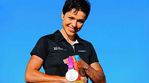 Gold, Silber und Bronze: Sabine Spitz stand bei drei Olympiaden auf dem Treppchen.
