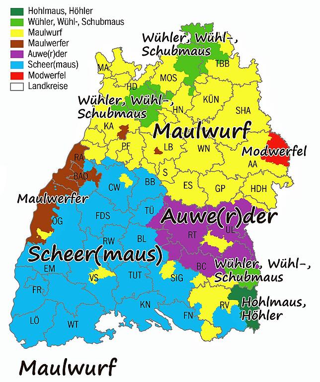 Maulwurf versteht jeder, aber wie sieht‘s mit „Auwerder“ aus?