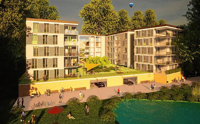 Statt des geplanten Hotels soll nun eine Mehrgenerationen-Wohnanlage in den Aach-Auen auf dem ehemaligen Schiesser-Areal am Ortseingang ...