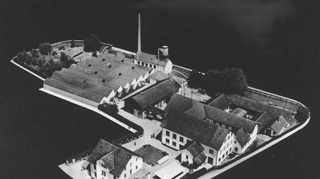 Das Firmenareal der Albert Stoll KG in Waldshut 1957 in der Brückenstraße, heute befindet sich hier die Stoll-Vita-Stiftung. Bilder: ...