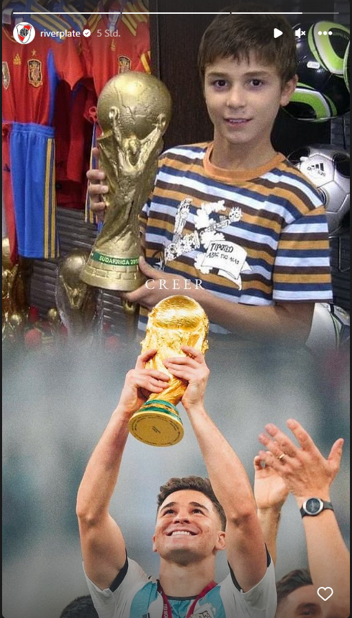 Julian Alvarez &ndash; oben als Kind, unten als Spieler.