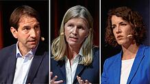 (Archivbilder) Von links: Andreas Jung (CDU), Ann-Veruschka Jurisch (FDP) und Lina Seitzl (SPD) bei der SÜDKURIER-Wahlarena 2021. Wie ...
