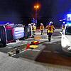 Eines der verunfallten Fahrzeuge war umgekippt.