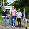 Projektleiter Thomas Heim, Arne Zwick, der Bürgermeister von Meßkirch, Stockachs Bürgermeisterin Susen Katter und Severin Rommeler, der ...
