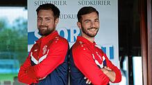 Neue Spielgemeinschaft: Tobias Axler (links) und Robin Back sind die Kapitäne der neuen SG Geißlingen/Grießen. Beim SÜDKURIER-Querpass ...