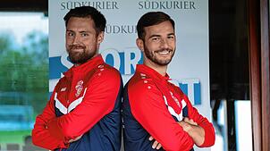 Neue Spielgemeinschaft: Tobias Axler (links) und Robin Back sind die Kapitäne der neuen SG Geißlingen/Grießen. Beim SÜDKURIER-Querpass ...