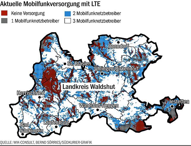 Bild 1: Kein Netz-Empfang im Kreis Waldshut: Diese Regionen sind noch digitale Wüsten