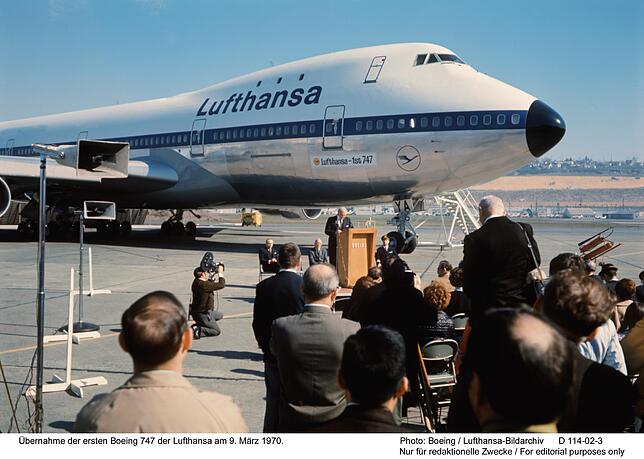 9. März 1970: Die Lufthansa übernimmt in Frankfurt/Main den neuen Vorzeigeflieger Boeing 747.