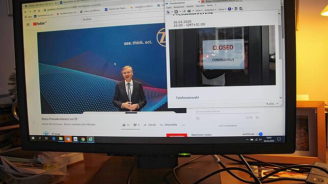 ZF-Chef Wolf-Henning Scheider bei der Bilanz-Pressekonferenz des Unternehmens, die erstmals rein virtuell stattfand. Die Journalisten ...