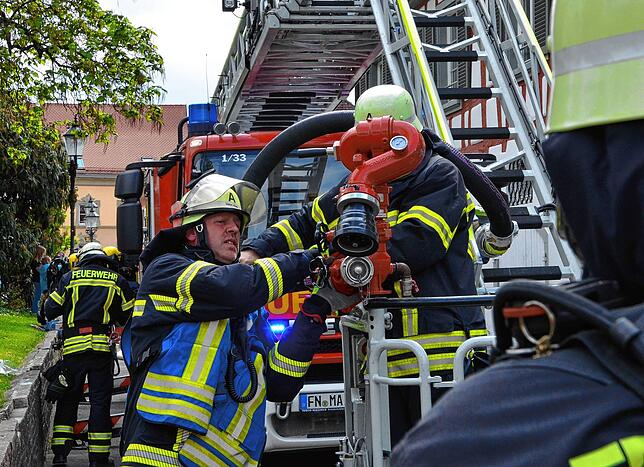 Einsatzstark und gut gerüstet präsentiert sich die Markdorfer Feuerwehr – auch unter der neuen Führung, wie hier bei der Hauptübung im Mai.