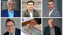 Fünf Bürgermeisterwahlen gibt es dieses Jahr im Landkreis Waldshut: Helmut Kaiser (Ibach, oben von links), Adrian Probst (St. Blasien), ...