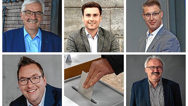 Fünf Bürgermeisterwahlen gibt es dieses Jahr im Landkreis Waldshut: Helmut Kaiser (Ibach, oben von links), Adrian Probst (St. Blasien), ...