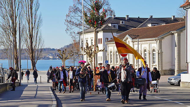 Einen Narrenbaum hatten die Teilnehmer des 13. Männerkaffees beim Umzug auch dabei.