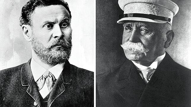 Weltberühmte deutsche Pioniere der Luftfahrt: Links Otto Lilienthal (1848-1896), rechts Ferdinand Graf von Zeppelin (1838-1917). Jetzt ...